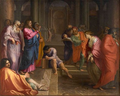 Jesus Christus und die Ehebrecherin von Agostino Carracci